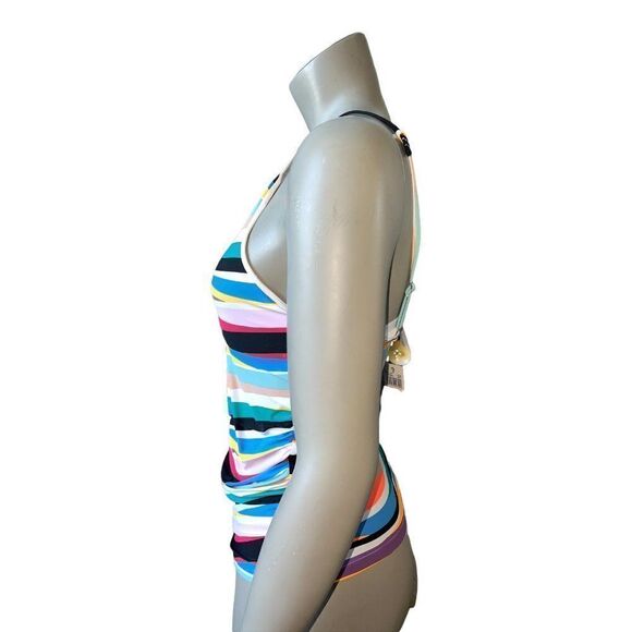 Anne Cole Multicolor Striped High-Neck Tankini Swim Top Small NWT - Picture 5 of 8